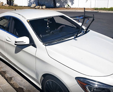 white mercedes windshield replacement on side street by RS Auto Glass of Oakville